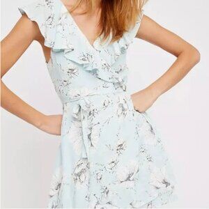 Free People Light Blue Floral French Quarter Wrap Dress M